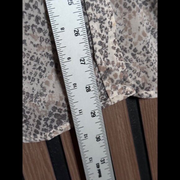 Chicos Shirt 2 / Large Sheer Brown Snakeskin Reptile Print Long Sleeve Button - Picture 5 of 7